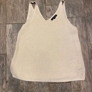 banana republic knit crochet tank top small tan V Neck beige loose fit
